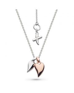 Kit Heath Desire Kiss Blush Mini Twinned Hearts Necklace