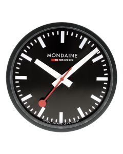 Mondaine Black Dial Black Frame Wall Clock A990CLOCK64SBB