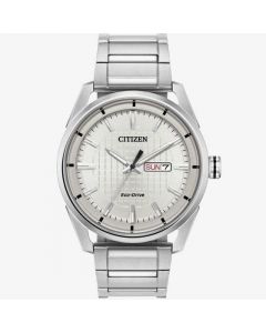 Citizen Mens Eco-Drive Silver Day Date Dial Stainless Steel Bracelet Watch AW0080-57A