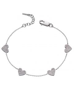 Fiorelli Silver Pave Cubic Zirconia Heart Link Bracelet B5102C