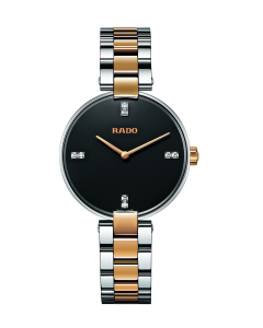 Rado Ladies Coupole Bimetal Diamond Set Black Bracelet Watch R22850703