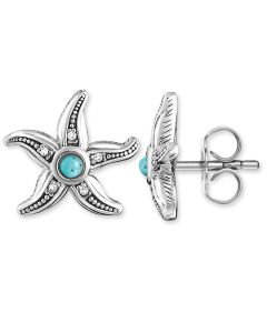 Thomas Sabo "Ethnic Starfish" White Diamond/Simulated Turquoise Stud Earrings