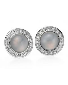 Fiorelli Silver Chalcedony Cz Round Stud Earrings