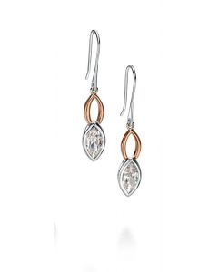 Fiorelli Sterling Silver Gold Plated Clear Cubic Zirconia Marquise Earrings
