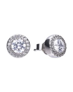 Diamonfire Round Ear Studs Silver With White Diamonfire Zirconia And Pave Setting
