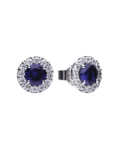 Diamonfire Sterling Silver Round 1.39 Ct Pave Stud Earrings With Blue Diamonfire Cubic Zirconia E5598