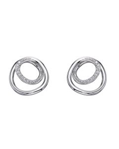 Fiorelli Silver Circle Swirl Cubic Zirconia Set Stud Earrings E5644C