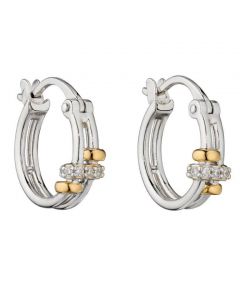 Fiorelli  Connected Rings Hoop Earrings with Yellow Gold Plating and CZ Detail (E5957C)