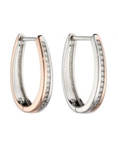 Fiorelli Channel Set Hoop Earrings with CZ and Rose Gold Plating (E6077C) 