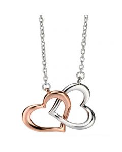 Fiorelli Silver & Rose Gold Plated Double Heart Necklace N3722