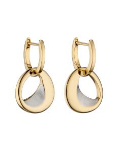 Fiorelli Assembled Hoop With Organic Sculped Component In Polished Gold Plating And Satin Finished Silver E5835