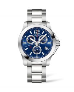 Longines Mens Conquest Chronograph 41mm Blue Dial Watch L3.700.4.96.6