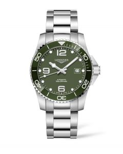 Longines Mens HydroConquest Green Dial Automatic Bracelet Watch L3.781.4.06.6