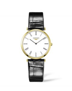 Longines Mens Gold Plated Roman Dial Leather Strap Watch L4.709.2.21.2