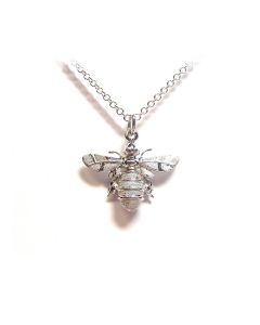 Lydias Bees Sterling Silver Large Bee Pendant & Chain