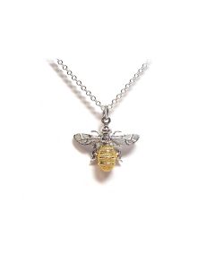 Lydias Bees Sterling Silver & Gold Plated Large Bee Pendant & Chain