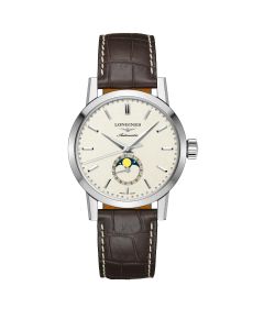 Longines Mens 1832 Heritage Automatic Moon Phase Strap Watch L4.826.4.92.2
