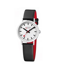 Mondaine Ladies Classic White Dial Black Leather Watch A658.30323.11SBB