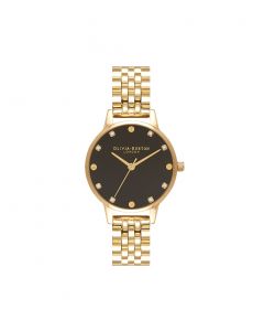 Olivia Burton  Midi Black Sunray Dial Gold Bracelet Watch OB16SE17