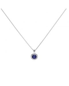 Diamonfire Sterling Silver Round 1.21 Ct Pave Pendant With Blue Diamonfire Cubic Zirconia & Chain P4626