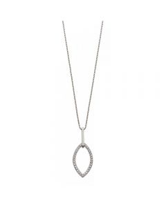 Fiorelli Sterling Silver Clear Cubic Zirconia Open Marquise Drop Pendant & Chain