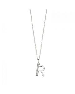 Beginnings Art Deco Initial 'R' Cz Necklace