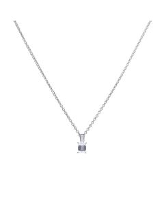 Diamonfire Sterling Silver Emerald Cut Zirconia Pendant & Chain P4784