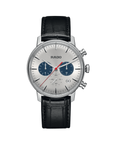 Rado Mens Coupole Classic Chronogrph Quartz White Dial Leather Strap Watch R22910115