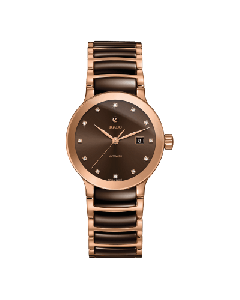 Rado Ladies Centrix Automatic Ceramic Brown Diamond Dial Bracelet Watch R30183752