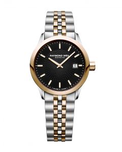 Raymond Weil Freelancer Ladies Rose Gold PVD Plated, Stainless Steel, Black Dial Watch 5629-SP5-20021
