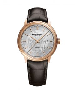Raymond Weil Maestro Mens Rose Gold Automatic Genuine Calf Leather Watch, 40mm 2237-PC5-65001