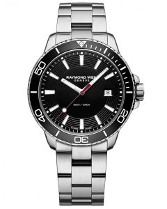 Raymond Weil Tango 300 Mens Steel Black Diver Watch, 42mm 8260-ST1-20001