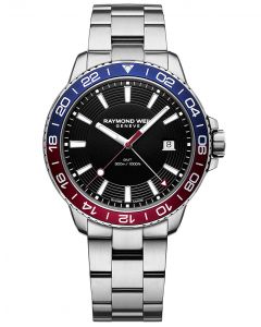 Raymond Weil Tango 300 GMT Mens Blue Red Diver Watch, 42mm 8280-ST3-20001
