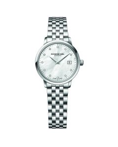 Raymond Weil Toccata Ladies Quartz White Mother-Of-Pearl Diamond Watch, 29mm 5988-ST-97081