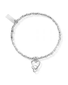 ChloBo Womens Mini Cube Interlocking Love Heart Bracelet SBCFB572