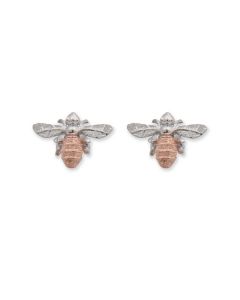 Lydias Bees Sterling Silver & Rose Gold Plated Mini Bee Stud Earrings