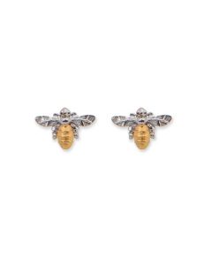 Lydias Bees Sterling Silver & Yellow Gold Plated Mini Bee Stud Earrings