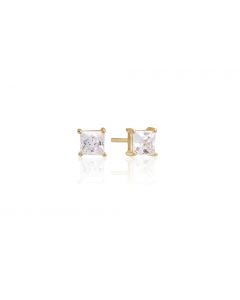 Sif Jakobs Sterling Silver 18k Gold Plated Princess Square White Zirconia Earrings SJ-E5MMSQ-CZ(YG)