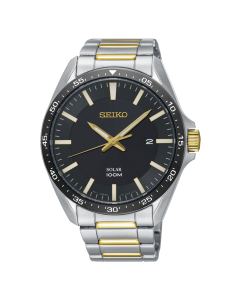 Seiko Mens Solar Black Dial Bracelet Watch SNE485P1