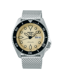 Seiko 5 Sports Mens Automatic Silver Mesh Bracelet Watch SRPD67K1