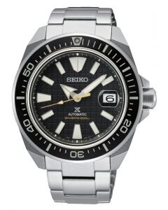 Seiko Prospex Mens King Samurai Automatic Black Dial Silver Steel Bracelet Watch SRPE35K1