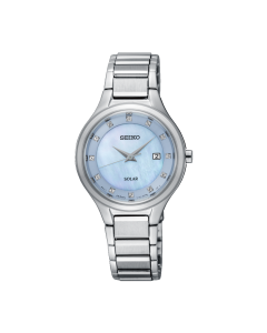 Seiko Ladies Solar Powered Diamond Classic Blue Dial Bracelet Watch SUT351P9