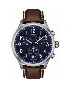 Tissot Chrono Vintage Watch Brown Leather Strap and Blue Dial