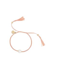 Jersey Pearl Crown Tassel Bracelet - Peach