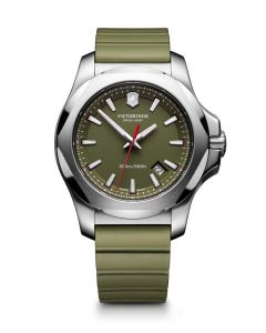 Victorinox Mens Quartz Green Dial Watch With Green Rubber Strap 241683.1
