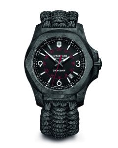 Victorinox Swiss Army Inox Carbon Mens Quartz Black Dial Watch With Paracord Strap 241776